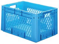 Schwerlast-Euronormbehälter, PP, Wände durchbrochen + Boden geschlossen, LxBxH 400x300x120 mm, Farbe blau, VE 4 Stück