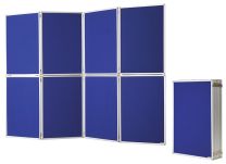 Klapp-Stellwand, BxTxH 2440x20x1810 mm, Alurahmen, Filzoberfläche blau, zusammenklappbar, inkl. Transporttasche