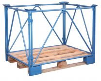 VARIOfit Palettenaufsatz, Höhe 800 mm, für Paletten 800x1200 mm, Auflast 2000 kg, RAL 5012 lichtblau, mit V-förmigen Seitenstreben, pa-080.012