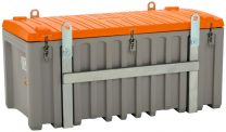 Cemo Materialbox, kranbar mit Seitentür, Polyethylen, grau/orange, Volumen 750 l, BxTxH 1700x860x800 mm, Gewicht 76 kg, 10338