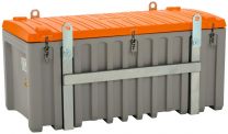 Cemo Materialbox, kranbar mit Seitentür, Polyethylen, grau/orange, Volumen 750 l, BxTxH 1700x860x800 mm, Gewicht 76 kg, 10338
