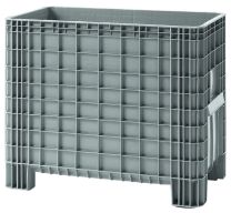 Palettenbox, Volumen 400 l, 4 Füße, Farbe grau, Boden/Wände geschlossen, BxTxH 1030x600x840 mm, Traglast 1500 kg statisch, 200 kg dynamisch