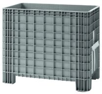 Palettenbox, Volumen 400 l, 4 Füße, Farbe grau, Boden/Wände geschlossen, BxTxH 1030x600x840 mm, Traglast 1500 kg statisch, 200 kg dynamisch