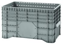 Palettenbox, Volumen 300 l, 4 Füße, grau, Boden/Wände gelocht/durchbr., BxTxH 1020x640x580 mm, Traglast 1200 kg statisch, 120 kg dynamisch