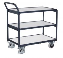 VARIOfit Leichter Tischwagen, ESD, 3 Ladeflächen LxB 835x490 mm, Außenmaße LxBxH 975x525x1010 mm, Traglast 250 kg, sw-500.657