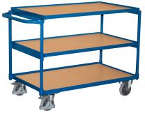 VARIOfit Tischwagen, waagerechter Schiebebügel, 3 Ladeflächen LxB 835x490 mm, Außenmaße LxBxH 1025x525x850 mm, Traglast 250 kg, sw-500.603