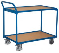 VARIOfit Tischwagen, senkrechter Schiebebügel, 2 Ladeflächen LxB 835x490 mm, Außenmaße LxBxH 975x525x1010 mm, Traglast 250 kg, sw-500.500