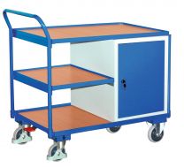 VARIOfit Tischwagen mit 3 Ladeflächen inkl. 2 Bremsrollen, BxTxH 1125x624x1100 mm, sw-600.603