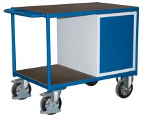 VARIOfit Schwerlast-Tischwagen, 2 Ladeflächen LxB 1060x700 mm, Stahlschrank, Außenmaße LxBxH 1190x700x935 mm, Traglast 1000 kg, sw-700.620