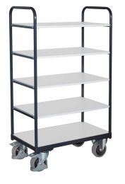 VARIOfit Etagenwagen, ESD, 5 Ladeflächen LxB 1200x800 mm, Außenmaße LxBxH 1260x800x1530 mm, Traglast 250 kg, sw-800.259