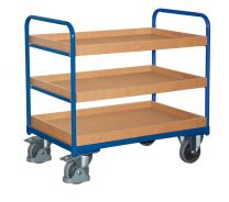 VARIOfit Etagenwagen, 3 Kästen, Ladefläche LxB 815x455 mm, Außenmaße LxBxH 910x500x990 mm, Traglast 250 kg, sw-500.209