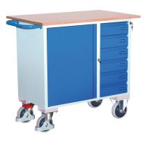 VARIOfit Werkstattwagen mit 6 Schubladen inkl. 2 Bremsrollen, BxTxH 1110x600x960 mm, sw-985.001