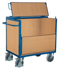 VARIOfit Holzkastenwagen, mit Deckel, Ladefläche LxB 970x670 mm, Außenmaße LxBxH 1130x732x1150 mm, Traglast 500 kg, sw-700.407