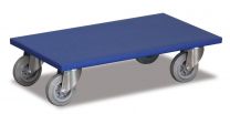 VARIOfit Möbelhund Serie Standard - Traglast 300 kg - mit 4 Gummi-Lenkrollen - blau - Ladefläche 600x350 mm - VE 2 Stück