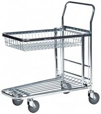 Verkaufswagen verzinkt, 1 Korb + 1 Gitterboden, LxBxH 870x530x1010 mm, Traglast 300 kg