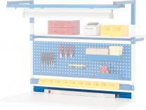 Energieleiste, m. 4 Schuko-Steckdosen, Kabel und Montageschiene für Breite 1500 mm