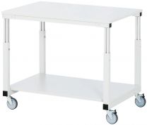 Tischwagen mit Ablageboden, fahrbar m. 4 Lenkrollen, BxTxH 500x700x650-1000 mm, Traglast 150 kg, RAL 7035
