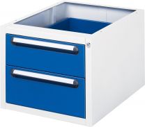 Unterbauschrank BxTxH 490x600x395 mm, Schubladen: 1x150, 1x180 mm, RAL 7035/5010