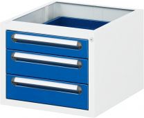 Unterbauschrank BxTxH 490x600x395 mm, Schubladen: 1x90, 2x120 mm, RAL 7035/5010