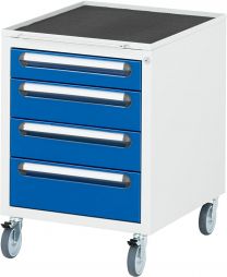 Rollschrank BxTxH 490x600x690 mm, Schubladen: 1x90, 2x120, 1x150 mm, RAL 7035/5010
