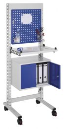 QM-Station, fahrbar, inkl. Infotafel, Metallablage, Ordnerschrank, Infoblende, Lenkrollen, BxTxH 670x620x1770 mm