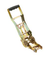 Einteiliger Zurrgurt, Langhebel-Umkehrratsche, 4000 daN Zugkraft i. d. Umr., Gurtbreite 50 mm, Länge 6 m, Farbe orange, 4 Streifen, VE 2 Stück