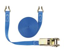 Zweiteiliger Zurrgurt, mit Rahmenhaken, 800 daN zul. Zugkraft in der Umreifung, Gurtbreite 25 mm, Länge 6 m, Farbe blau, VE 4 Stück