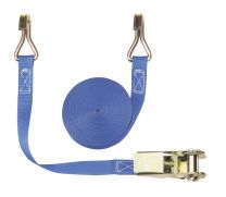 Zweiteiliger Zurrgurt, mit Spitzhaken, 800 daN zul. Zugkraft in der Umreifung, Gurtbreite 25 mm, Länge 6 m, Farbe blau, VE 4 Stück