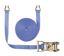 Zweiteiliger Zurrgurt, mit Rahmenhaken, 1000 daN zul. Zugkraft in der Umreifung, Gurtbreite 25 mm, Länge 6 m, Farbe blau, VE 4 Stück