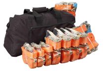 Zurrgurte-Set, bestehend aus 5x6 m 1000 daN + 5x8 m 2500 daN, verpackt in einer Sporttasche