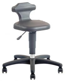 Arbeitsdrehstuhl mit Sicherheitsgasfeder, Sitz SoftTouch PU-Schaum, schwarz, mit Rollen, Sitz Höhe 450-650 mm