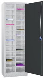 Ordnungsschrank, BxTxH 640x400x1950 mm, 2x13 verstellbare Fächer, RAL 7035/7016 lichtgrau/anthrazit