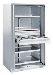 Lista Schwerlastschrank mit Einschwenktüren Vollblech, elektr. Zahlenschloss, BxTxH 1146x690x1950 mm, RAL 7035, 59.552.020