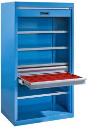 Lista Schwerlastschrank, Rolladen, Zylinderschloss, BxTxH 1100x641x1950 mm, RAL 5012, 98.091.010