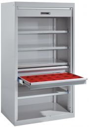 Lista Schwerlastschrank, Rolladen, Zylinderschloss, BxTxH 1100x641x1950 mm, RAL 7035, 98.091.020