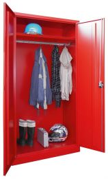 Garderobenschrank, durchg. beschichteter Hutboden, darunter Stange mit 10 Haken, Zyl.-Schl., BxTxH 1000x500x1950 mm, RAL 3000