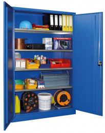 Flügeltürenschrank, Vollblechtüren, 4 verzinkte Böden, BxTxH 1200x500x1950 mm, RAL 5010