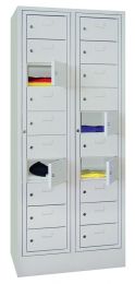 Wäscheschrank - Sockel - 2x10 Fächer und Haupttür mit Zylinderschloss - BxTxH 770x500x1850 mm