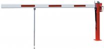 Wegesperre mit Gasdruckfeder, Farbe RAL 9010 HR m. roten Reflexstreifen, inkl. gefederte Pendelstütze, Breite 5 m