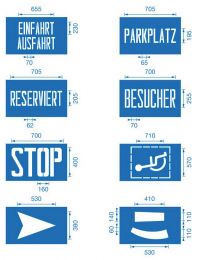 Schablonen-Set aus 8 verschiedenen Schablonen, Parkplatz