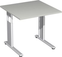 Schreibtisch, BxTxH 800x800x680-820 mm, höhenverstellbar, Platte lichtgrau, C-Fuß-Gestell silber