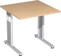 Schreibtisch, BxTxH 800x800x680-820 mm, höhenverstellbar, Platte buche, C-Fuß-Gestell silber