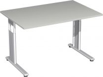 Schreibtisch, BxTxH 1200x800x680-820 mm, höhenverstellbar, Platte lichtgrau, C-Fuß-Gestell silber