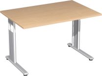 Schreibtisch, BxTxH 1200x800x680-820 mm, höhenverstellbar, Platte buche, C-Fuß-Gestell silber