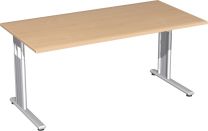 Schreibtisch, BxTxH 1600x800x680-820 mm, höhenverstellbar, Platte buche, C-Fuß-Gestell silber