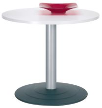 Konferenztisch, Durchm.xH 900x720 mm, Rund, Plattenfarbe lichtgrau, Säule silber, Tellerfuß anthrazit
