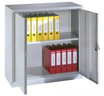 CP Flügeltürenschrank, BxTxH 935x400x1000 mm, 1 lackierter Fachboden, RAL 7035 lichtgrau