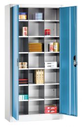 CP Flügeltürenschrank, BxTxH 930x400x1950 mm, 21 Fächer, Fachmaß BxTxH 280x365x240 mm, RAL 7035/5012 lichtgrau/lichtblau