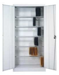 Flügeltürenschrank, BxTxH 950x420x1950 mm, 6 Pendelstangen Leitz/Elba, 42 kg Traglast/Pendelstange, RAL 7035 lichtgrau