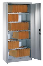 CP Flügeltürenschrank, BxTxH 930x400x1950 mm, 6 Pendelstangen System Elba/Leitz, RAL 7035 lichtgrau